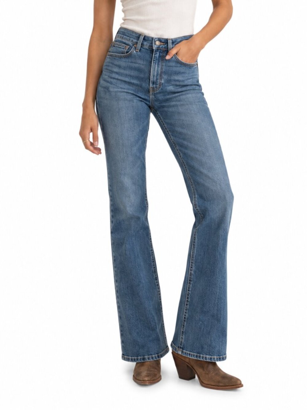 Wrangler High Rise Bootcut Jeans Free to Stretch Medium Wash Blue Size 2/26 NWT